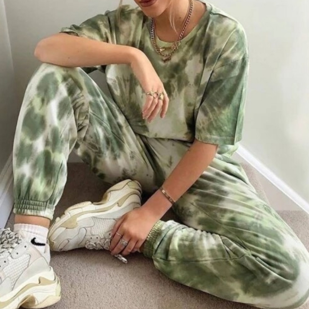 Glam Green Tie-Dye Track Pants & Joggers